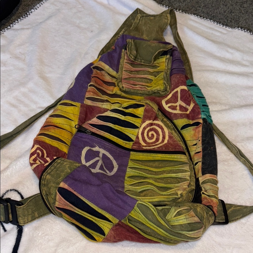 Colorful Patchwork Sling Backpack - image 1